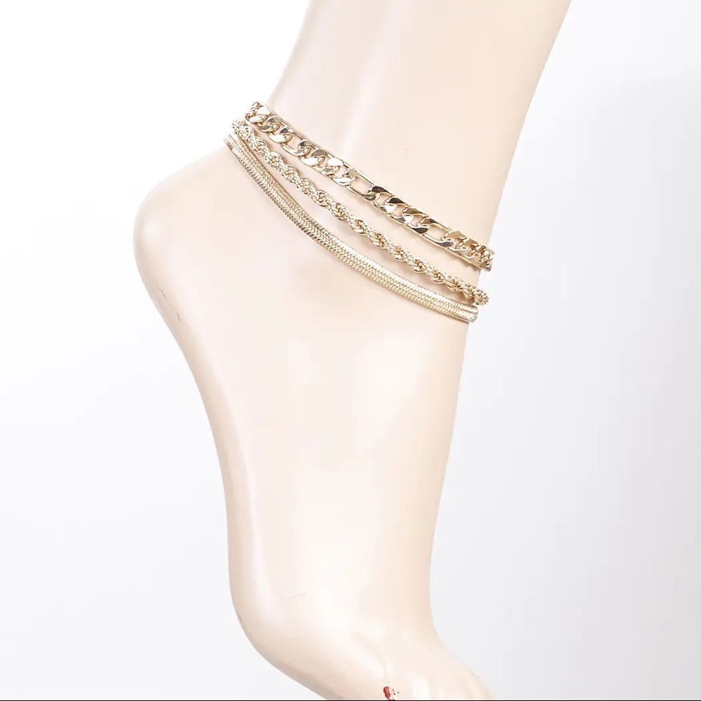 Gold Triple Chain Anklet
